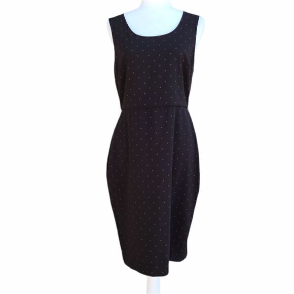 Elle Polka-dot Career Black Sheath Dress Size 8 - Picture 7 of 11